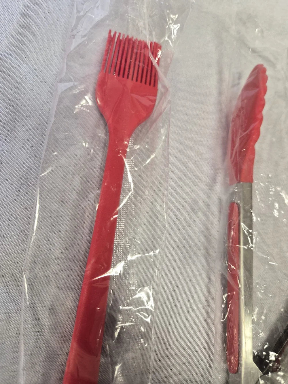 Red Silicone Basting Brush and Tongs Set - Home Party Supplies